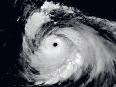 Typhoon Haishen, known as Super Typhoon Kristine in the Philippines, in peak intensity. Date:	2020. Source:  NASA Earth Observatory. Wikimedia Commons.