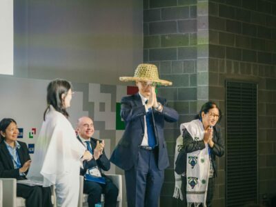 ADB President Masato Kanda wears a handwoven hat made by the Magar people—an indigenous community in Nepal whose way of life is under threat from the ADB-financed Tanahu Hydropower Project.

Gifted by NGO Forum on ADB network member INWOLAG during #ADBAnnualMeeting2025, the hat is a powerful symbol of resistance, cultural survival, and the communities most impacted by development. 📸 Karl Isaac Santos.