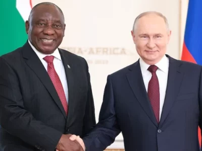President Cyril Ramaphosa and Russia's Vladimir Putin