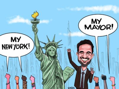 Cartoon Zohran Mamdani by Satish Acharya