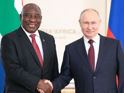South African President Ramaphosa and President Vladimir Putin during the Russia-Africa summit.