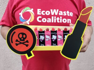 Chemical screening conducted by the EcoWaste Coalition detected lead up to 43,640 ppm of lead on these unauthorized Qianxiu lipsticks.