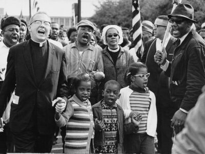 Children lead the Selma to Montgomery March for the Right to Vote (1965), followed by Dr. Ralph David Abernathy, Mrs. Juanita Abernathy, Dr. Martin Luther King Jr., and others.