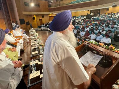 Sukhbir Badal giving his address.