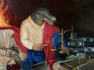 "LUHA NG BUWAYA" (Crocodile's Tear),
oil on canvas.