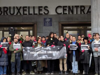 the “From Brussels to Novi Sad” commemoration held at 11:52 in front of Brussels Central Station.