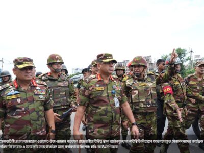 After the student uprising, an interim government was formed with the help of the army. After that, the Bangladesh Army took over the responsibility of controlling the collapsed law and order situation in the country. Army Chief General Waqar-uz-Zaman often travels to different parts of the country to supervise the work of army members in maintaining law and order at the field level. During this time, senior army officials stay with him. Photo : ISPR